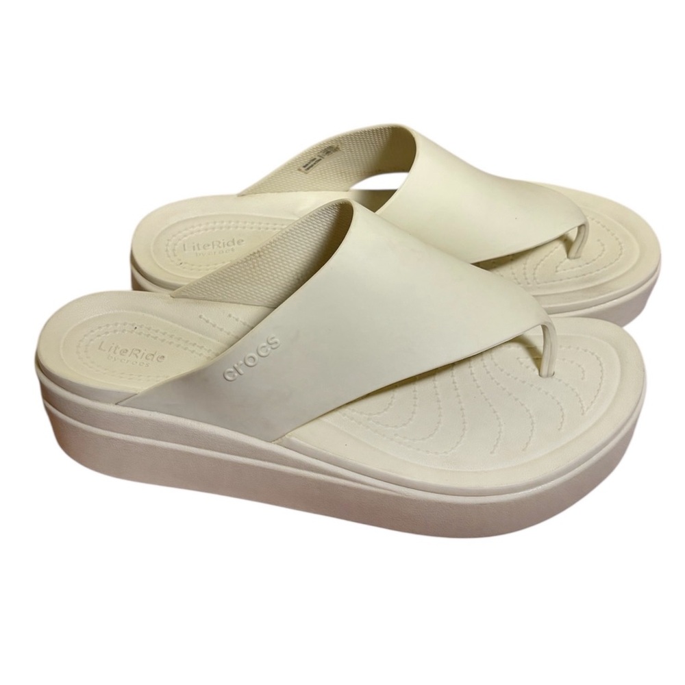 CROCS Lite Ride Brooklyn Bone Women's wedge Sandals‎ Sz 11